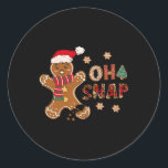 Oh Snap Gingerbread Man Merry Christmas Xmas Pajam Classic Round Sticker<br><div class="desc">Oh Snap Gingerbread Man Merry Christmas Xmas Pyjamas Holiday</div>