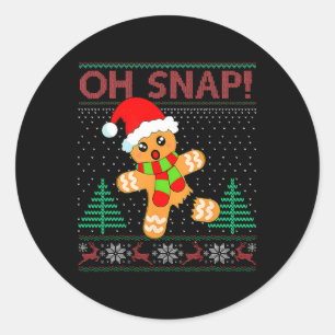 Oh Snap Gingerbread Man Merry Christmas Xmas Pajam Classic Round Sticker