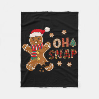 Oh Snap Gingerbread Man Merry Christmas Xmas Pajam Fleece Blanket