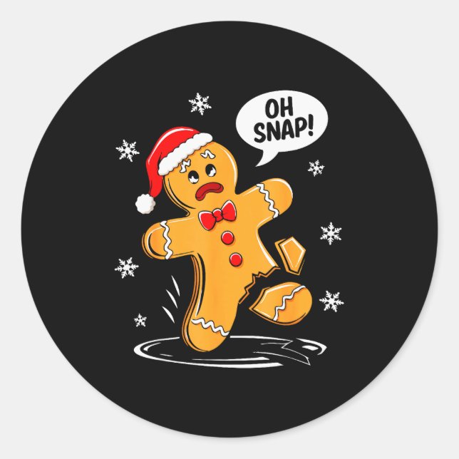 Oh Snap Gingerbread Man Shirt Adult Kids Men Women Classic Round Sticker (Front)