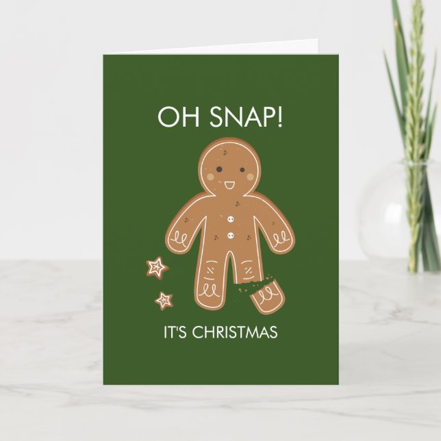 Oh Snap Gingerbread Men Holiday Greeting Card (Front)