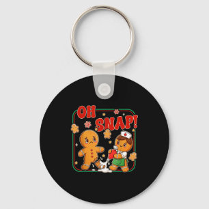 Oh Snap Gingerbread Nurse Funny Nursing Christmas Key Ring