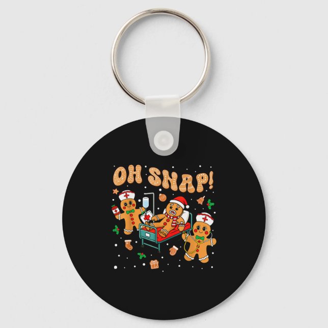 Oh Snap Gingerbread Nurse Funny Nursing Christmas  Key Ring (Front)