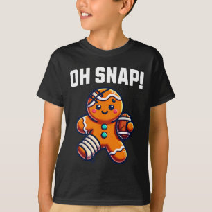 Oh Snap Gingerbread Playing Footll Cute Funny Chri T-Shirt