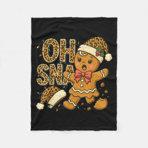 Oh Snap Gingerbread Santa Hat Funny Christmas Cook Fleece Blanket