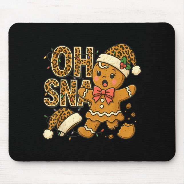 Oh Snap Gingerbread Santa Hat Funny Christmas Cook Mouse Mat (Front)