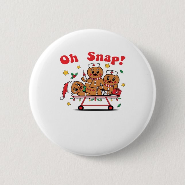 Oh Snap Gingerbread School Nurse Christmas Classic 6 Cm Round Badge (Front)