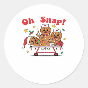 Oh Snap Gingerbread School Nurse Christmas Classic Classic Round Sticker