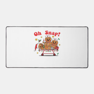 Oh Snap Gingerbread School Nurse Christmas Classic Desk Mat