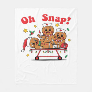 Oh Snap Gingerbread School Nurse Christmas Classic Fleece Blanket