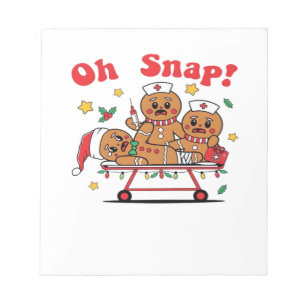 Oh Snap Gingerbread School Nurse Christmas Classic Notepad