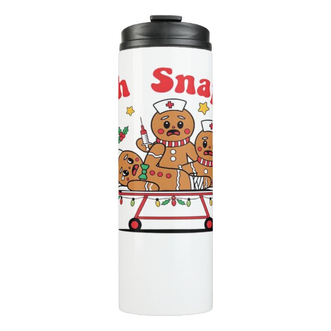 Oh Snap Gingerbread School Nurse Christmas Classic Thermal Tumbler (Front)