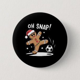 Oh Snap Gingerbread Soccer Christmas Fun 6 Cm Round Badge
