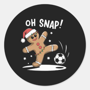 Oh Snap Gingerbread Soccer Christmas Fun Classic Round Sticker