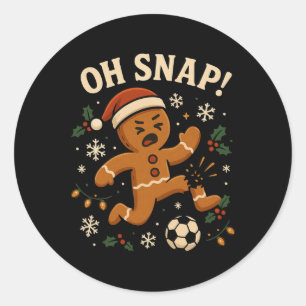 Oh Snap Gingerbreadman Christmas Soccer _1 Classic Round Sticker