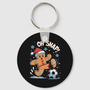 Oh Snap Gingerbreadman Christmas Soccer 1  Key Ring