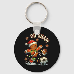 Oh Snap Gingerbreadman Christmas Soccer 2 Key Ring