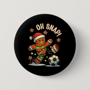 Oh Snap Gingerbreadman Christmas Soccer 6 Cm Round Badge