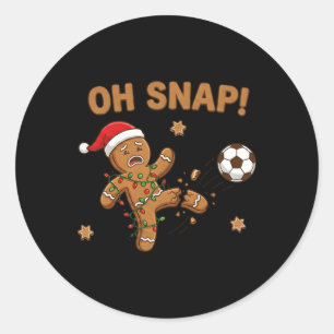 Oh Snap Gingerbreadman Christmas Soccer Classic Round Sticker