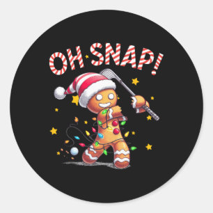 Oh Snap Gingerbreadman Golfer Golf Christmas Golfi Classic Round Sticker