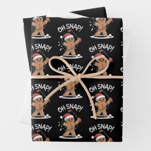 Oh Snap Gingerbreadman Golfer Golf Christmas Xmas Wrapping Paper Sheet