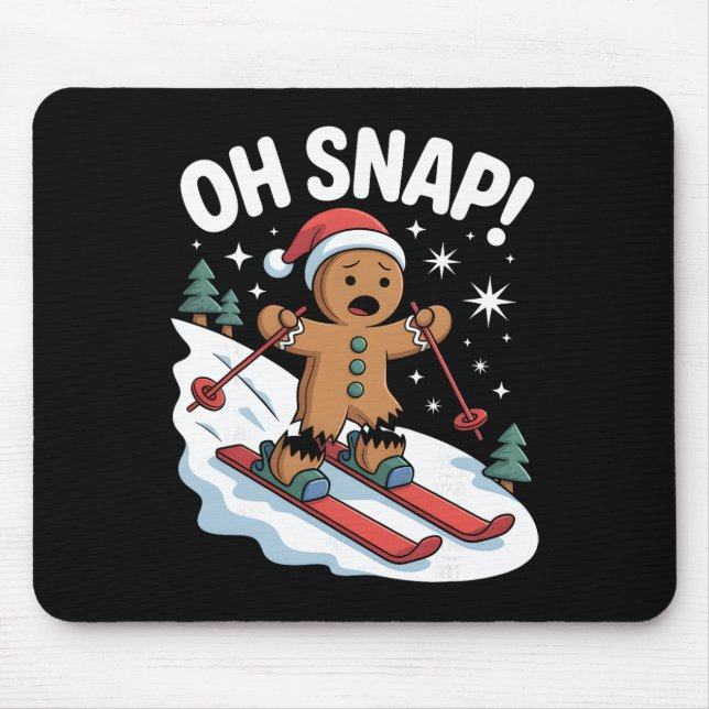 Oh Snap Gingerbreadman Skier Christmas Skiing  Mouse Mat (Front)