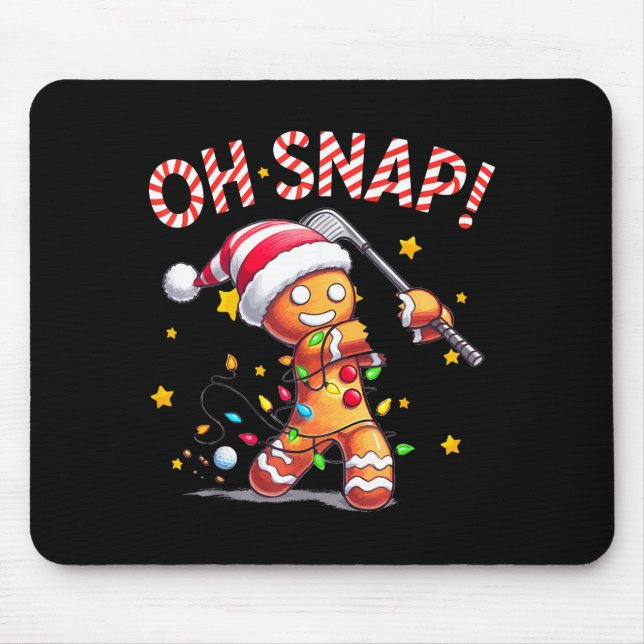 Oh Snap Gingerbreadman Xmas Golfer Golf Christmas  Mouse Mat (Front)