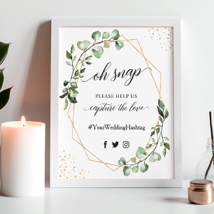 Oh Snap Hashtag Sign Geometric Greenery Eucalyptus