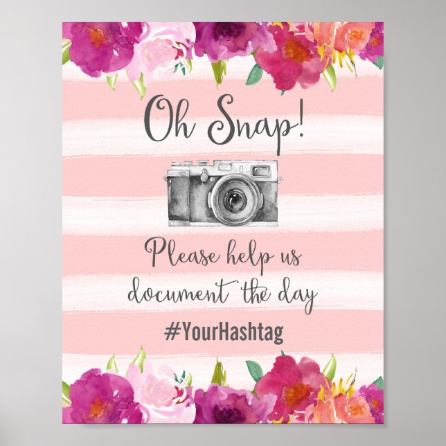 Oh Snap Hashtag Wedding Poster Print (Front)