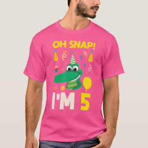Oh Snap I'm 5 Birthday 5 Years Old Boys Crocodile T-Shirt
