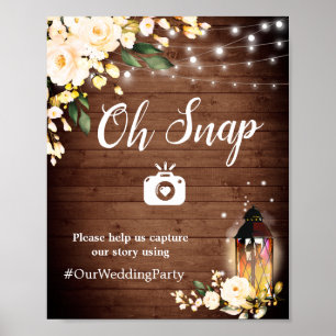 Oh Snap Instagram Sign Blush Roses Floral Greenery