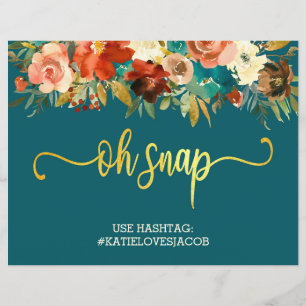 Oh Snap Instagram # Sign - Teal & Orange Floral