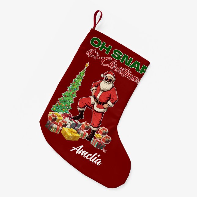 OH SNAP it’s Christmas Small Christmas Stocking (Front (Hanging))