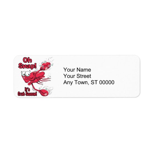 oh snap its crab season funny scared crab return address label