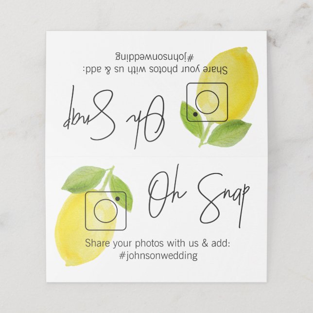 OH SNAP Lemon  Folded table card #hashtag (Outside Unfolded)