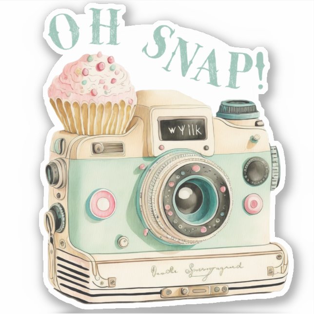 Oh Snap | Pastel Vintage Camera Sticker (Front)