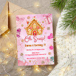 Oh Snap Pink Gingerbread House Birthday Invitation<br><div class="desc">Oh Snap Pink Gingerbread House Birthday Invitation</div>