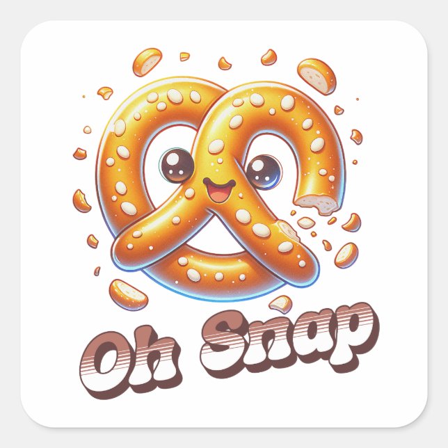 Oh Snap Pretzel Cute  Square Sticker (Front)