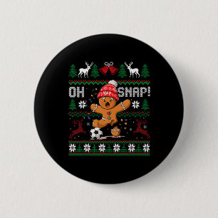 Oh Snap Soccer Gingerbreadman Christmas Ugly Xmas 6 Cm Round Badge