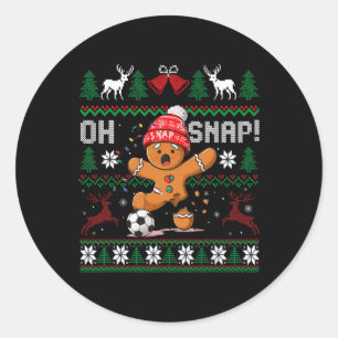 Oh Snap Soccer Gingerbreadman Christmas Ugly Xmas Classic Round Sticker