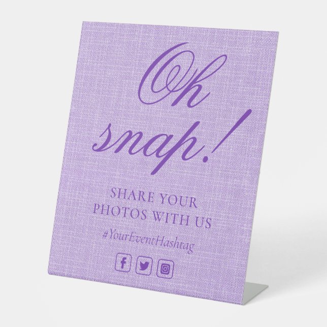Oh Snap Social Media Chic Modern Wedding Event Pedestal Sign (Front)