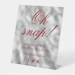 Oh Snap Social Media Chic Modern Wedding Event Pedestal Sign