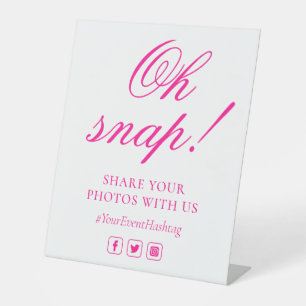 Oh Snap Social Media Chic Modern Wedding Event Pedestal Sign