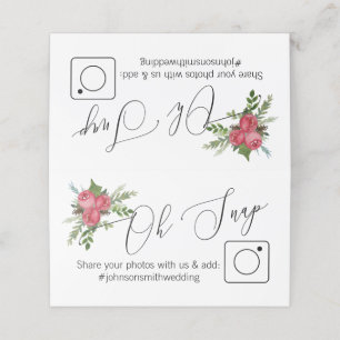 OH SNAP table card #hashtag Christmas Wedding