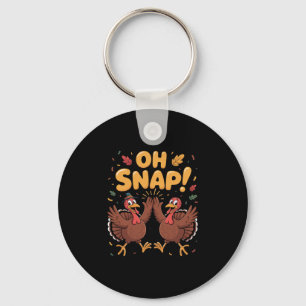 Oh Snap Turkey Duo Funny Thanksgiving Celebration Key Ring