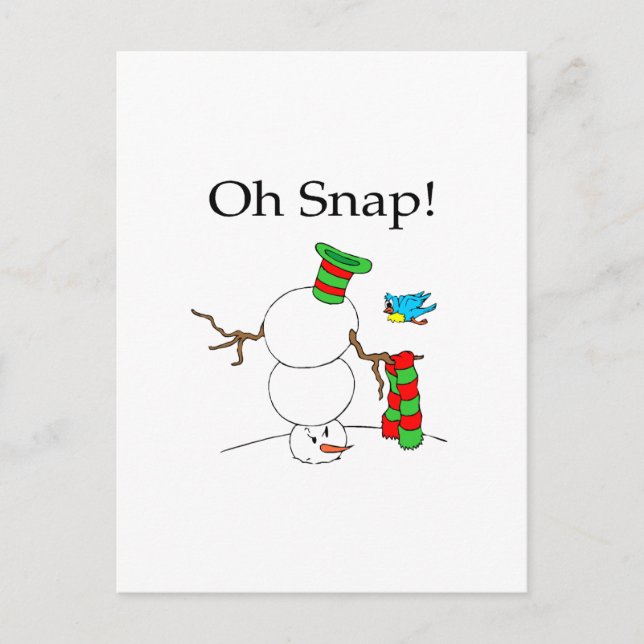 Oh Snap! (UD Snowman) Holiday Postcard (Front)