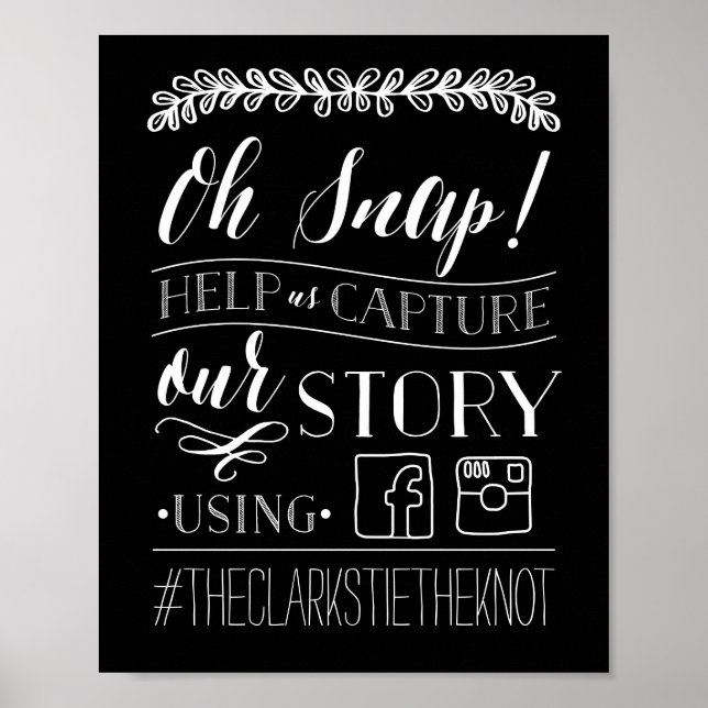 Oh Snap! | Wedding Hashtag Sign (Front)
