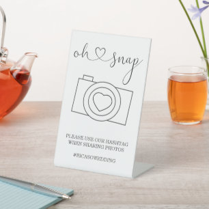 Oh Snap Wedding Photo Hashtag Personalised Pedestal Sign