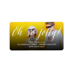 Oh So Jolly Script Holiday Photo Address Labels