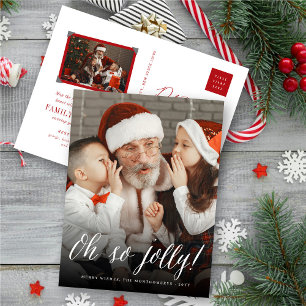 Oh So Jolly Simple Script Holiday Photo Postcard